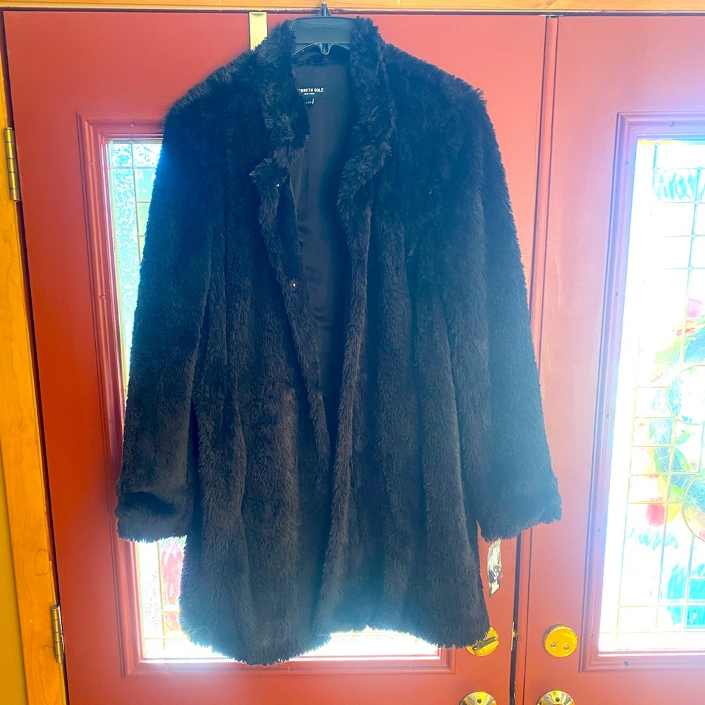 Kenneth Cole Black Fur Coat